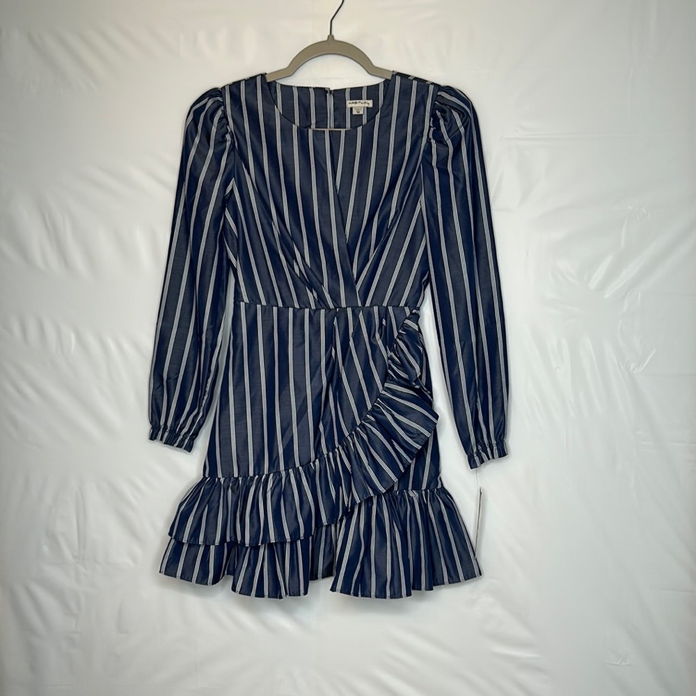 Habitual girls blue stripe dress. Size 12 NWT